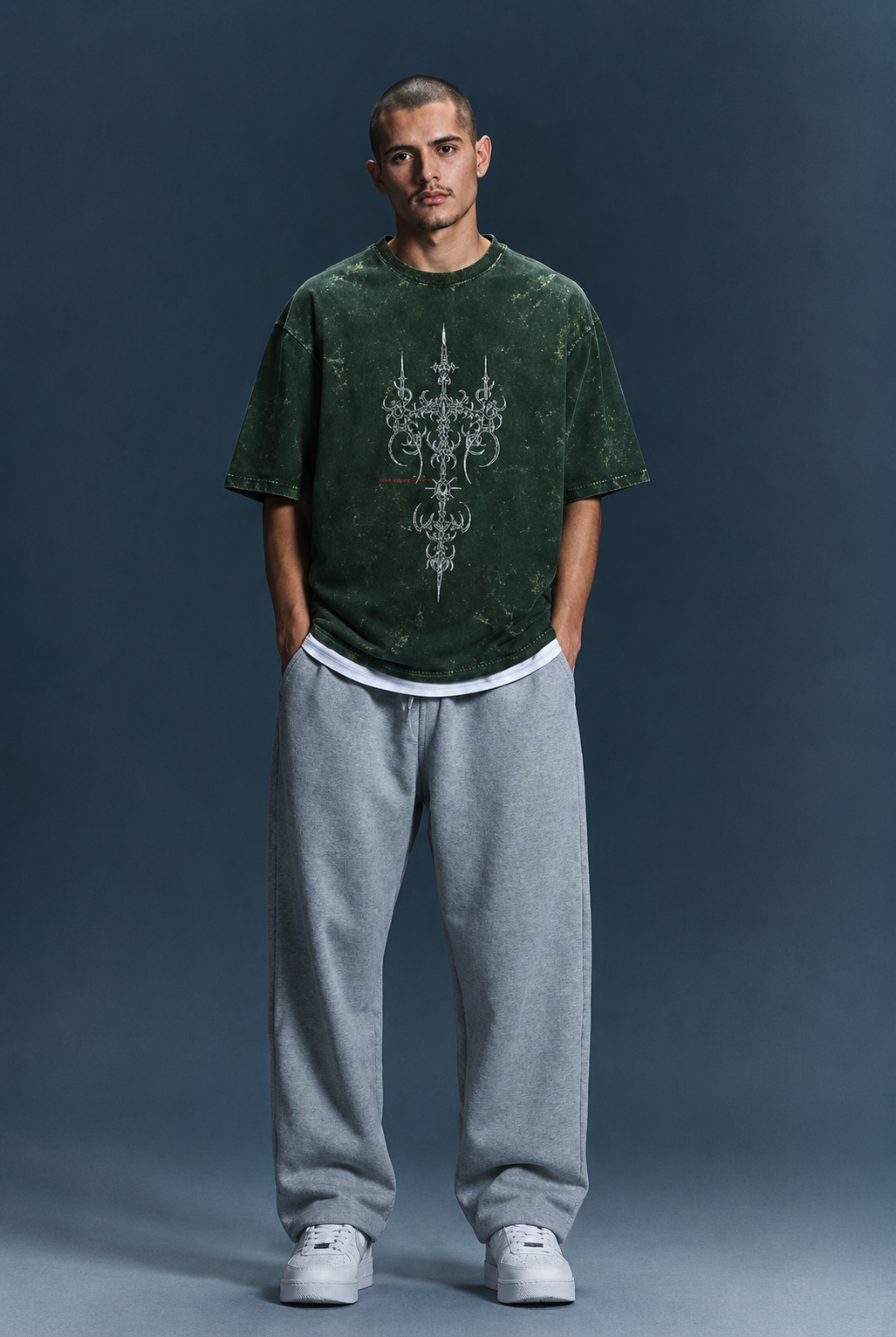“NO LONGER HUMAN” Acid Washed Oversized Tee
