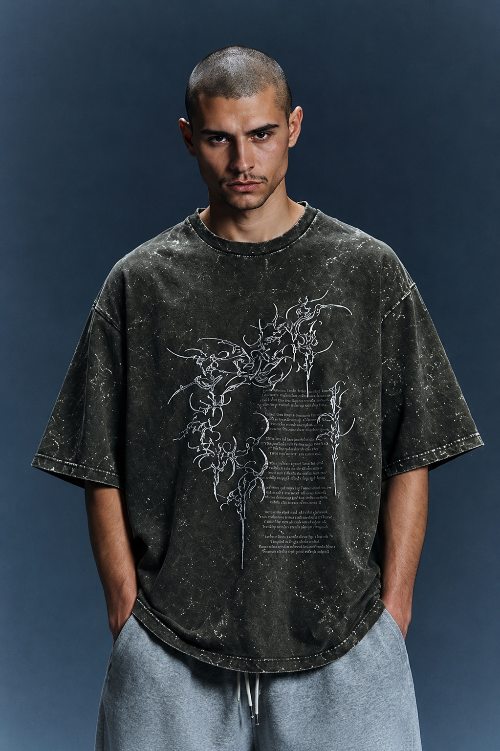 “GASOLINE” Acid Washed Oversized Tee
