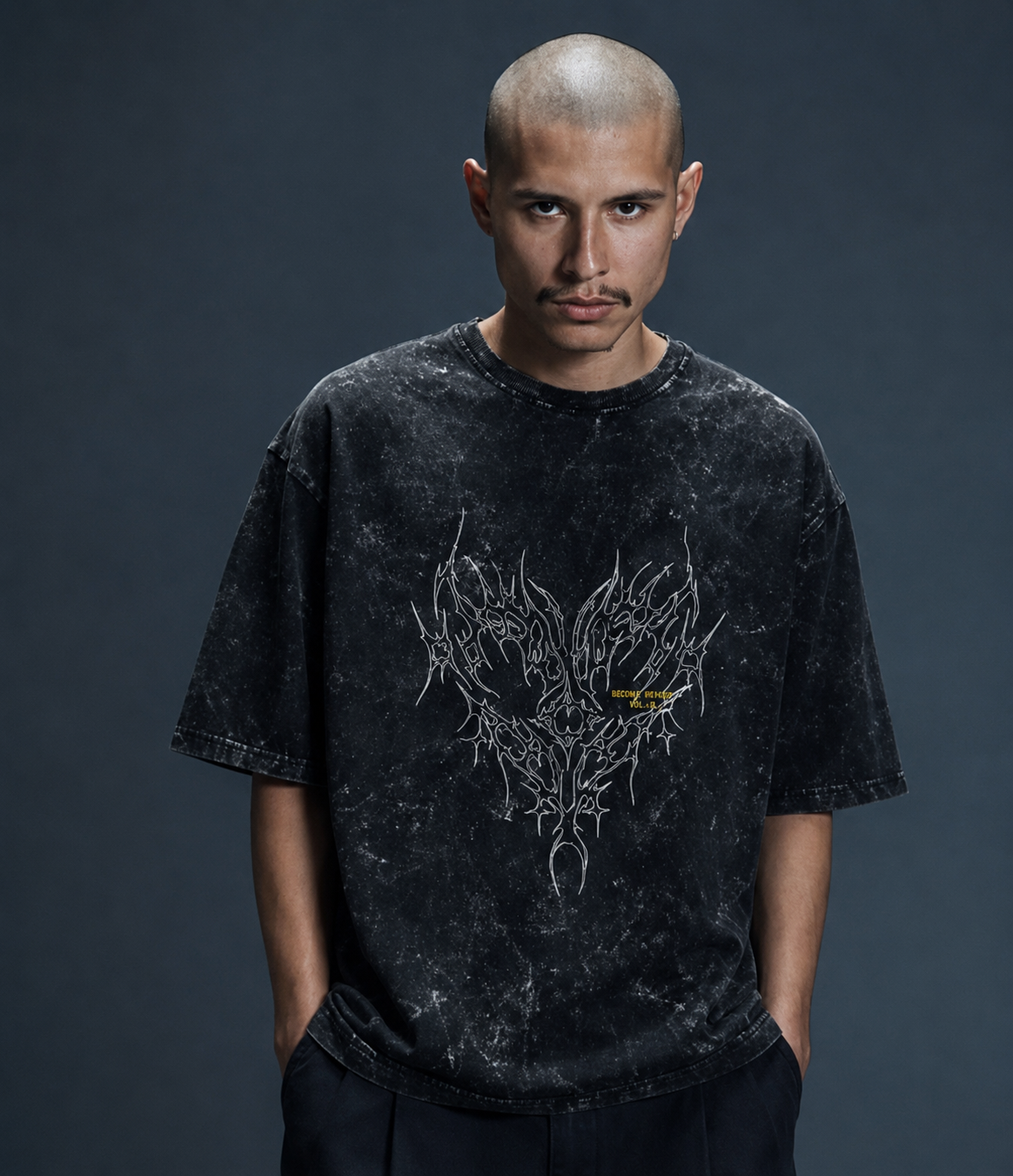 “BROKEN HEART” Acid Washed Oversized Tee