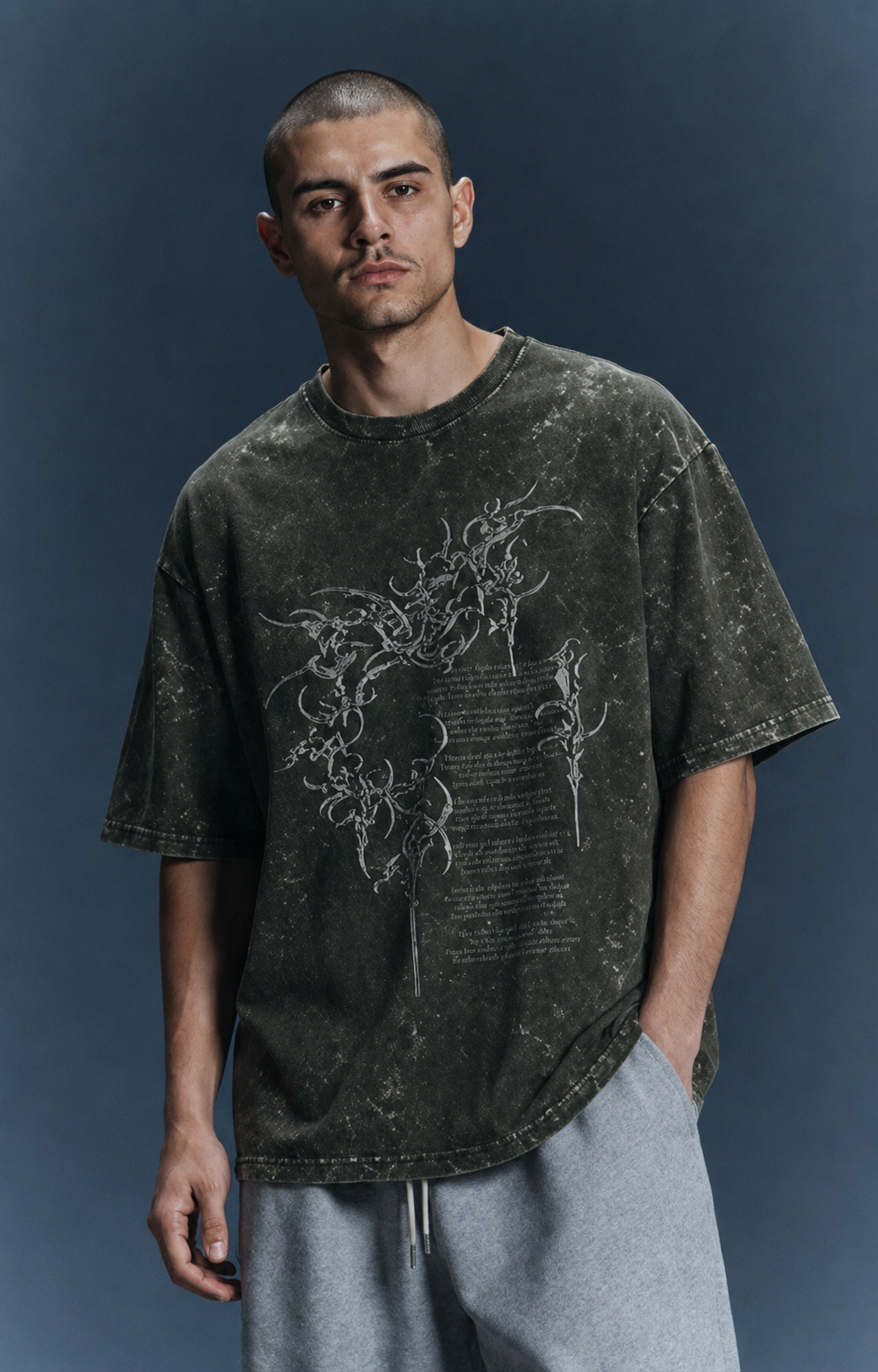 “GASOLINE” Acid Washed Oversized Tee